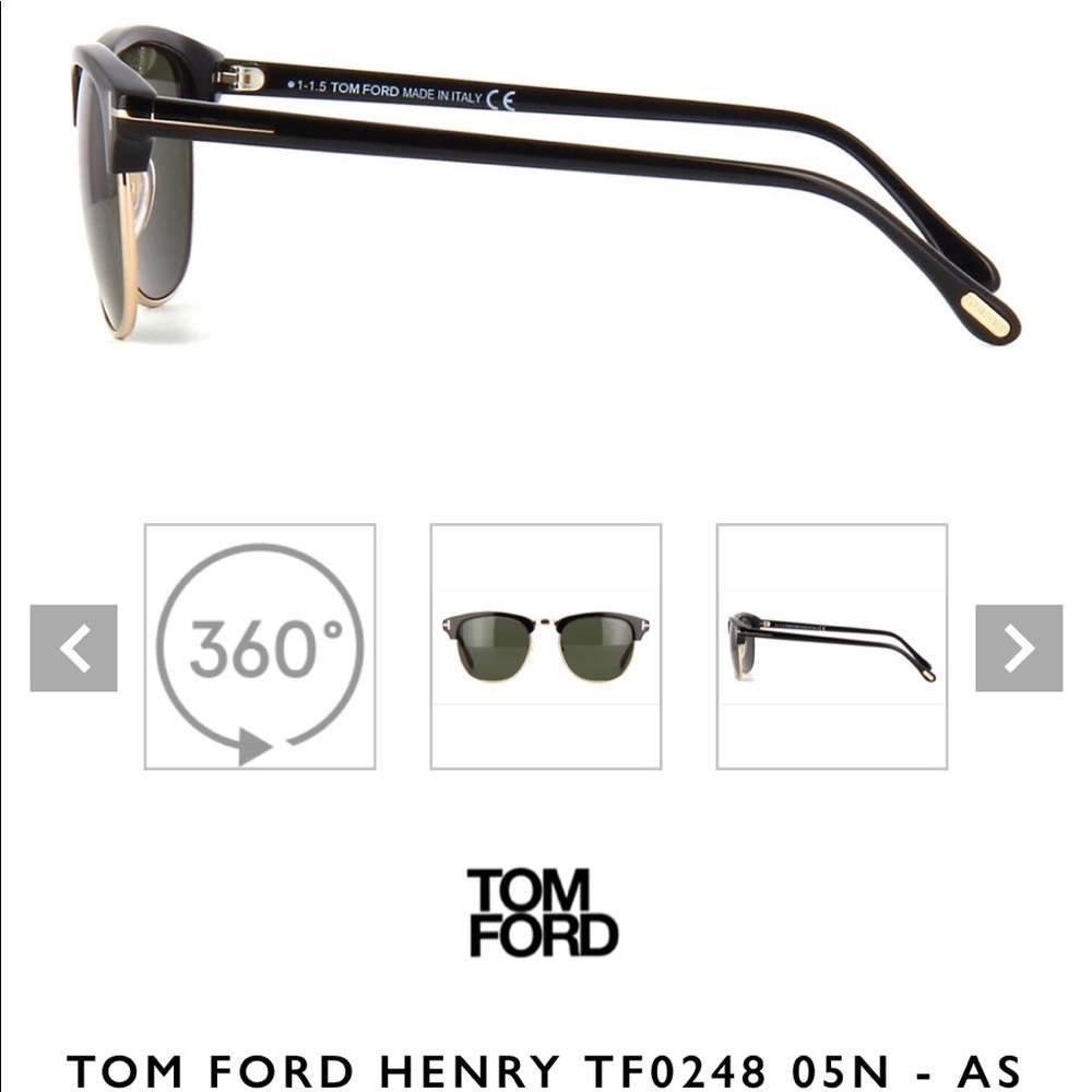 Tom Ford Henry24805n Gold/black Clubmaster Glasses - Picture 8 of 9